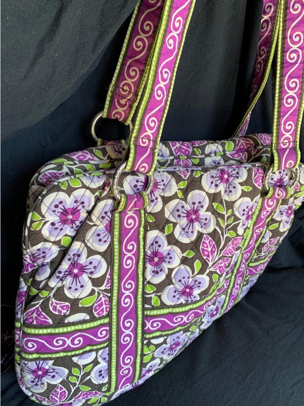 Vera Bradley Purple Floral Quilted Shoulder Bag - Picture 3 of 16